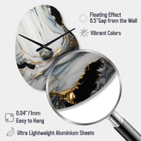 Abstract Geode Gold And White Marble III - Asymmetric Metal Wall Clock