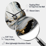 Abstract Geode Gold And White Marble III - Asymmetric Metal Wall Clock