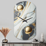 Abstract Geode Gold And White Marble IV - Asymmetric Metal Wall Clock