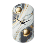 Abstract Geode Gold And White Marble IV - Asymmetric Metal Wall Clock