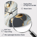 Abstract Geode Gold And White Marble IV - Asymmetric Metal Wall Clock