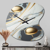 Abstract Geode Gold And White Marble IV - Asymmetric Metal Wall Clock