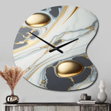 Abstract Geode Gold And White Marble IV - Asymmetric Metal Wall Clock