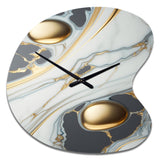 Abstract Geode Gold And White Marble IV - Asymmetric Metal Wall Clock