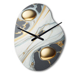 Abstract Geode Gold And White Marble IV - Asymmetric Metal Wall Clock