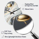 Abstract Geode Gold And White Marble IV - Asymmetric Metal Wall Clock