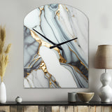 Abstract Geode Gold And White Marble V - Asymmetric Metal Wall Clock