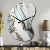 Abstract Geode Gold And White Marble V - Asymmetric Metal Wall Clock