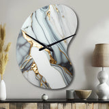 Abstract Geode Gold And White Marble V - Asymmetric Metal Wall Clock