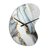 Abstract Geode Gold And White Marble V - Asymmetric Metal Wall Clock