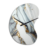 Abstract Geode Gold And White Marble V - Asymmetric Metal Wall Clock