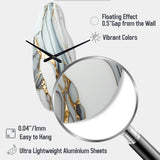 Abstract Geode Gold And White Marble V - Asymmetric Metal Wall Clock