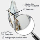 Abstract Geode Gold And White Marble V - Asymmetric Metal Wall Clock