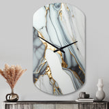 Abstract Geode Gold And White Marble V - Asymmetric Metal Wall Clock