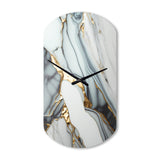 Abstract Geode Gold And White Marble V - Asymmetric Metal Wall Clock