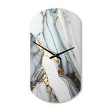 Abstract Geode Gold And White Marble V - Asymmetric Metal Wall Clock