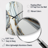 Abstract Geode Gold And White Marble V - Asymmetric Metal Wall Clock