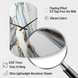Abstract Geode Gold And White Marble V - Asymmetric Metal Wall Clock