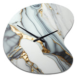 Abstract Geode Gold And White Marble V - Asymmetric Metal Wall Clock