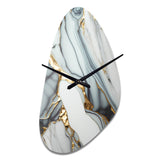Abstract Geode Gold And White Marble V - Asymmetric Metal Wall Clock