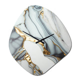 Abstract Geode Gold And White Marble V - Asymmetric Metal Wall Clock