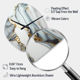 Abstract Geode Gold And White Marble V - Asymmetric Metal Wall Clock