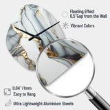 Abstract Geode Gold And White Marble V - Asymmetric Metal Wall Clock