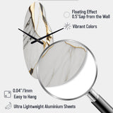 Abstract Geode Marble White And Gold I - Asymmetric Metal Wall Clock