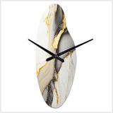 Abstract Geode Marble White And Gold II - Asymmetric Metal Wall Clock