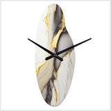 Abstract Geode Marble White And Gold II - Asymmetric Metal Wall Clock