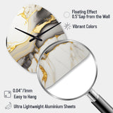 Abstract Geode Marble White And Gold II - Asymmetric Metal Wall Clock