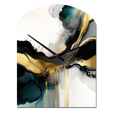 Abstract Geode Marble White And Gold V - Asymmetric Metal Wall Clock