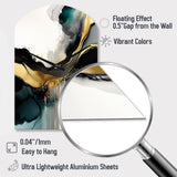 Abstract Geode Marble White And Gold V - Asymmetric Metal Wall Clock