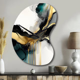 Abstract Geode Marble White And Gold V - Asymmetric Metal Wall Clock