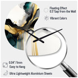 Abstract Geode Marble White And Gold V - Asymmetric Metal Wall Clock