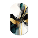 Abstract Geode Marble White And Gold V - Asymmetric Metal Wall Clock