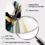 Abstract Geode Marble White And Gold V - Asymmetric Metal Wall Clock