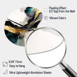 Abstract Geode Marble White And Gold V - Asymmetric Metal Wall Clock