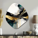 Abstract Geode Marble White And Gold V - Asymmetric Metal Wall Clock