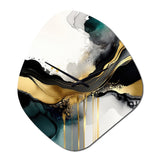 Abstract Geode Marble White And Gold V - Asymmetric Metal Wall Clock