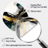 Abstract Geode Marble White And Gold V - Asymmetric Metal Wall Clock