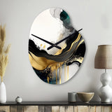 Abstract Geode Marble White And Gold V - Asymmetric Metal Wall Clock
