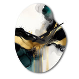 Abstract Geode Marble White And Gold V - Asymmetric Metal Wall Clock