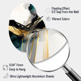 Abstract Geode Marble White And Gold V - Asymmetric Metal Wall Clock