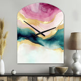 Abstract Geode Marble Waves Pink III - Asymmetric Metal Wall Clock