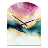 Abstract Geode Marble Waves Pink III - Asymmetric Metal Wall Clock