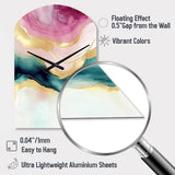 Abstract Geode Marble Waves Pink III - Asymmetric Metal Wall Clock