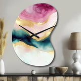 Abstract Geode Marble Waves Pink III - Asymmetric Metal Wall Clock