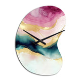 Abstract Geode Marble Waves Pink III - Asymmetric Metal Wall Clock
