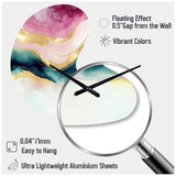 Abstract Geode Marble Waves Pink III - Asymmetric Metal Wall Clock